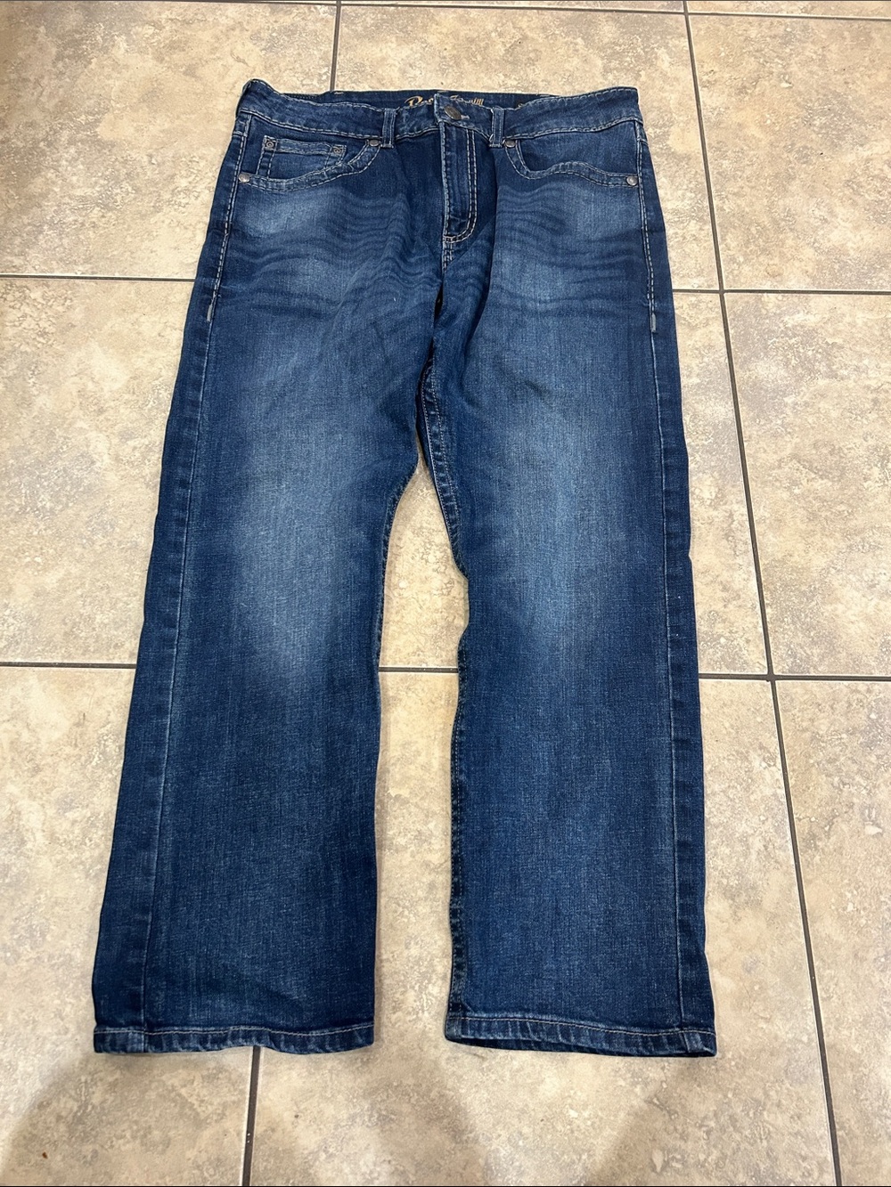 Men's Wrangler Rock 4 Denim Dark Blue Slim Straight-Leg Jeans 36x30